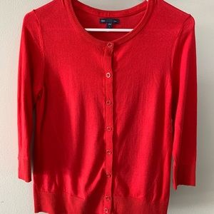 Red 3/4 sleeve crop cardigan